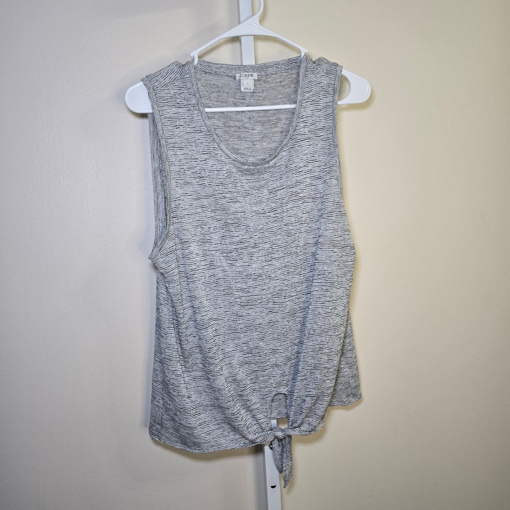 J.Crew Tank Top Sleeveless Tie-Front‎ Casual Gray Striped Women's L